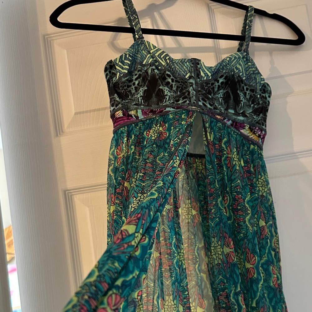 Women's Teal Printed Sleeveless maxi dress  by Maaji - Picture 3 of 8